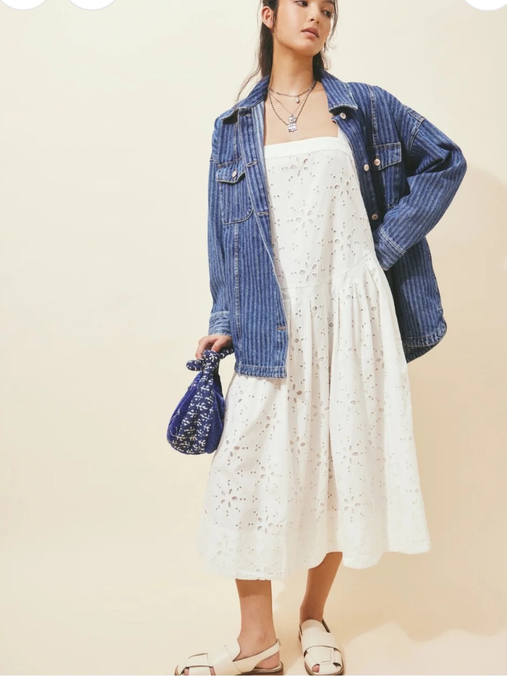 Free People Primavera Eyelet Square-Neck Midi Dress - Picture 2 of 9